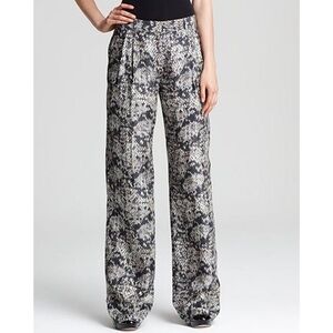 THEORY Emmanuel 100% Silk Snake Lace Animal Print Wide Leg Designer Pants M 6 8
